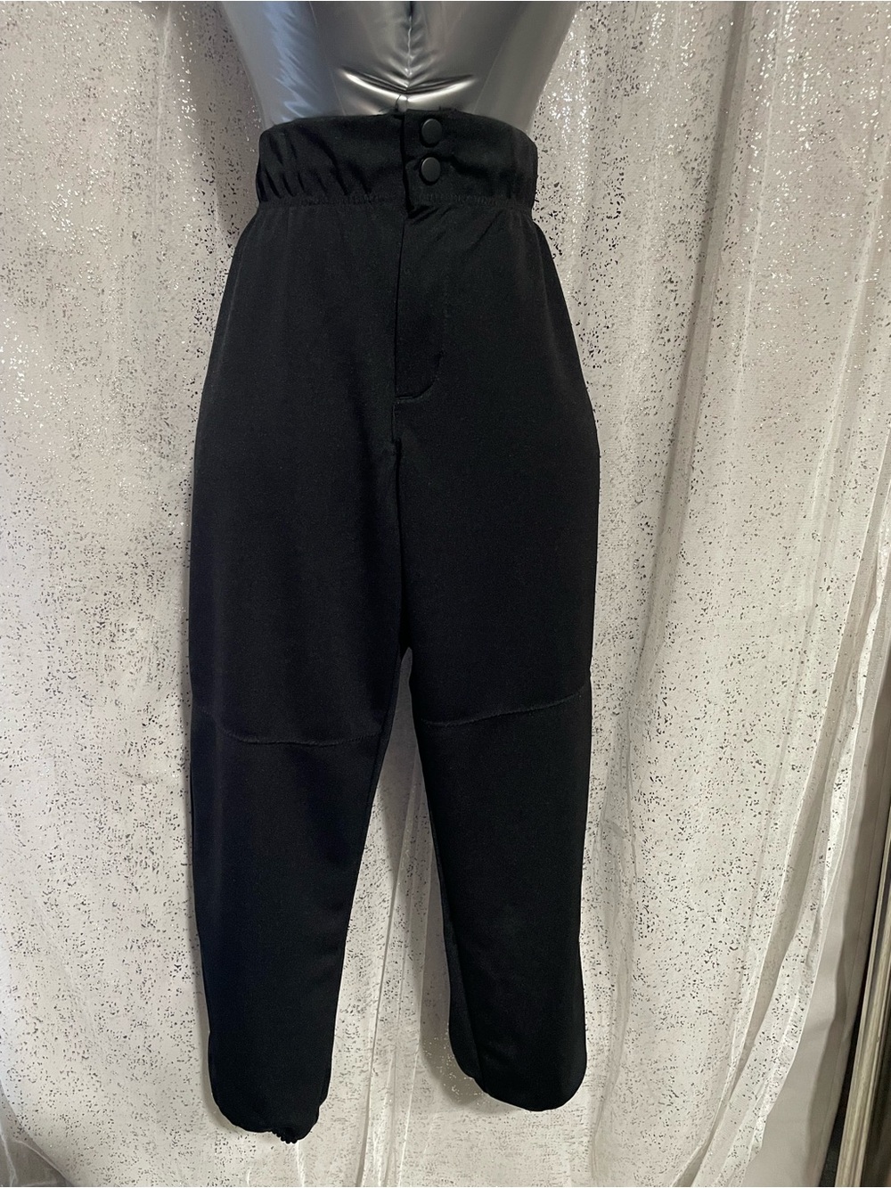 High-Waist Black Jogger Trousers with Button Waist